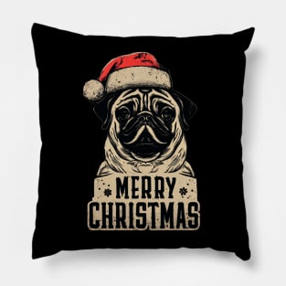 Funny Dog Santa Merry Christmas Vintage Pillow