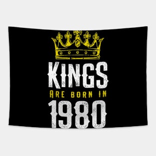 kings are born 1980 birthday quote crown king birthday party gift Tapestry