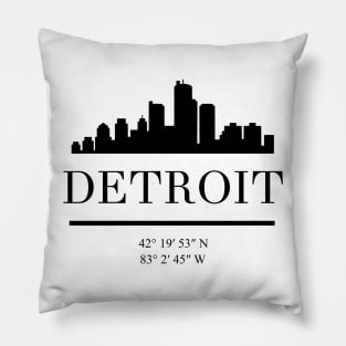 DETROIT MICHIGAN BLACK SILHOUETTE SKYLINE ART Pillow