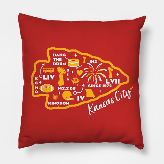 Kansas City Mural Arrowhead Pillow by Fountain City Designs KC