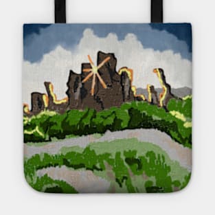 Mountain landscape impasto oil painting Tote