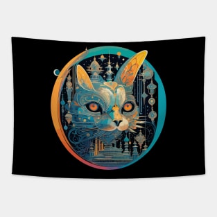 Strange Cat Staring at Your Headlights Tapestry