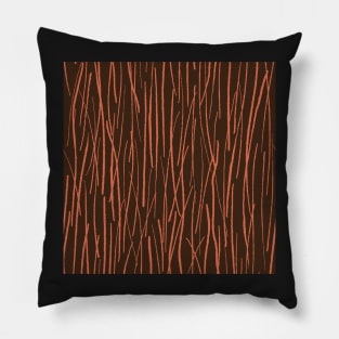 Pine Needles in the forest, chocolate brown and orange Pillow