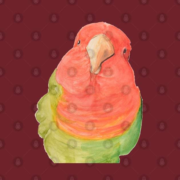 Watercolor loverbird lovebird parrot bird pink and green by Oranjade0122