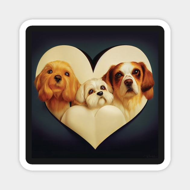 Valentine Dogs | Cocker Spaniel, Maltese, Cavalier King Charles Magnet by Geminiartstudio