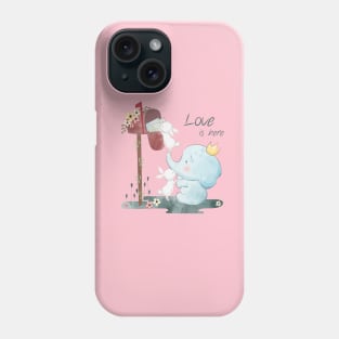 little bunny elephant love is here Phone Case