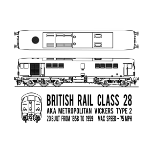 British Rail Class 28 Metro-Vick Type 2 Locomotive Train Blueprint Diagrams Gift T-Shirt