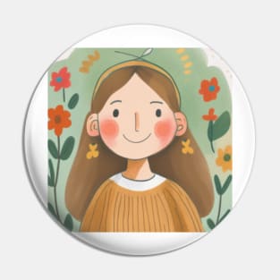 Cute girl with flower Pin