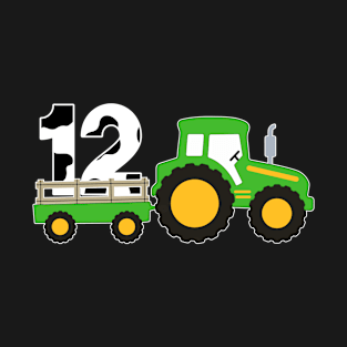 Kids 12th Birthday Boys Tractor Farmer Birthday T-Shirt