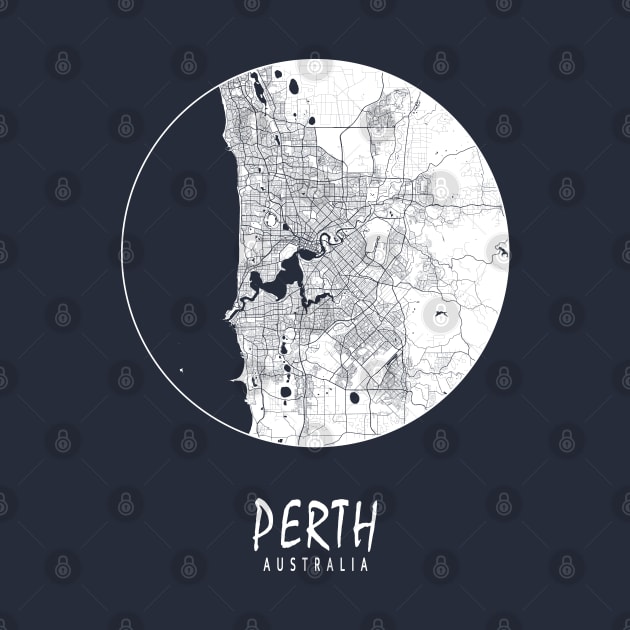 Perth, Australia City Map - Full Moon by deMAP Studio