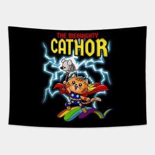 Cat Thor mighty Cat lightning caped Kitty comic Tapestry