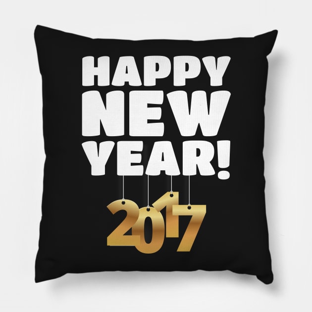 Happy New Year - 2017 Gold Hanging Numbers Pillow by PozureTees108