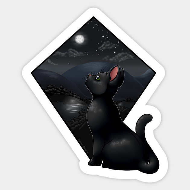 Night Dreaming Black Cat Sticker Teepublic