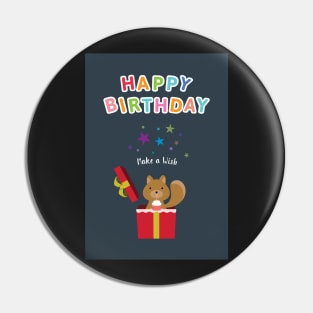 Birthday Squirrel Make a Wish Pin