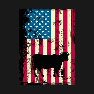 Cow American Flag USA Patriotic 4th Of July Gifts T-Shirt