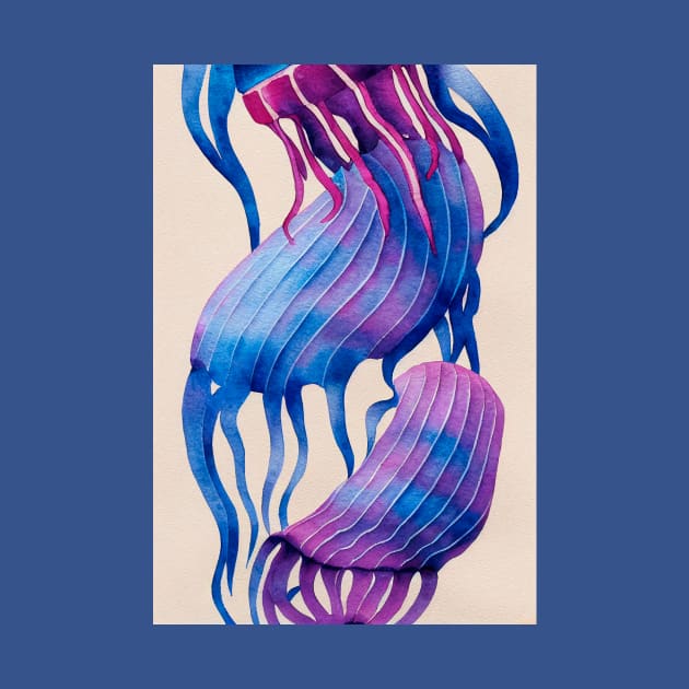 Vibrant Blue Octopus Watercolor Design by Kokozo