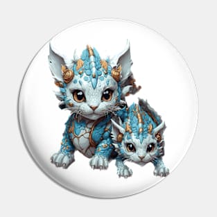 Dragon cat family in their flowery cave Pin