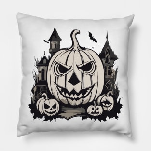 Gothic pumpkin carving for Halloween Pillow