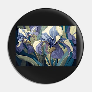 Floral Garden Botanical Print with Iris Pin