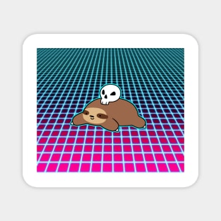 Skull Sloth Vaporwave Magnet