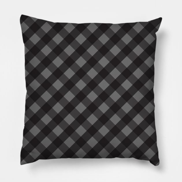 Gray and Black Check Gingham Plaid Pillow by squeakyricardo