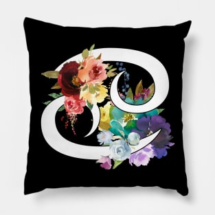 Cancer Horoscope Zodiac Rainbow Flowers Design Pillow