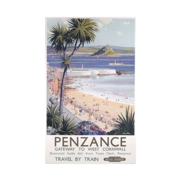 Penzance, Cornwall - Vintage Railway Travel Poster - 1955 by BASlade93