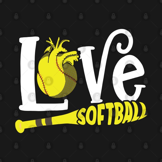 Love Softball Heart Ball Game Player Coach print by theodoros20