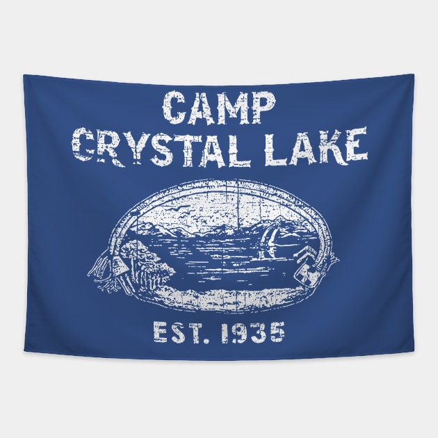 Vintage Horror Camp Crystal Lake Tapestry by Mesrabersama