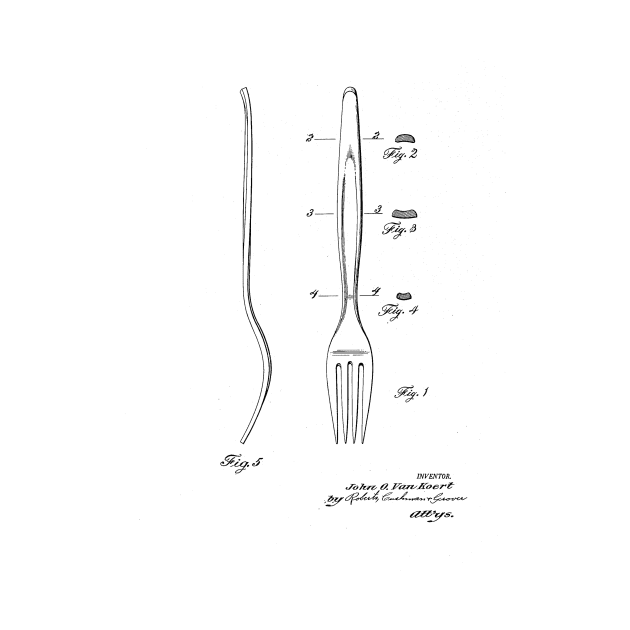 Fork VINTAGE PATENT DRAWING by skstring