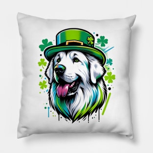Kuvasz Dog Enjoys Saint Patrick's Day Festivities Pillow