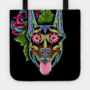 Doberman - Cropped Ear Edition - Day of the Dead Sugar Skull Dog Tote