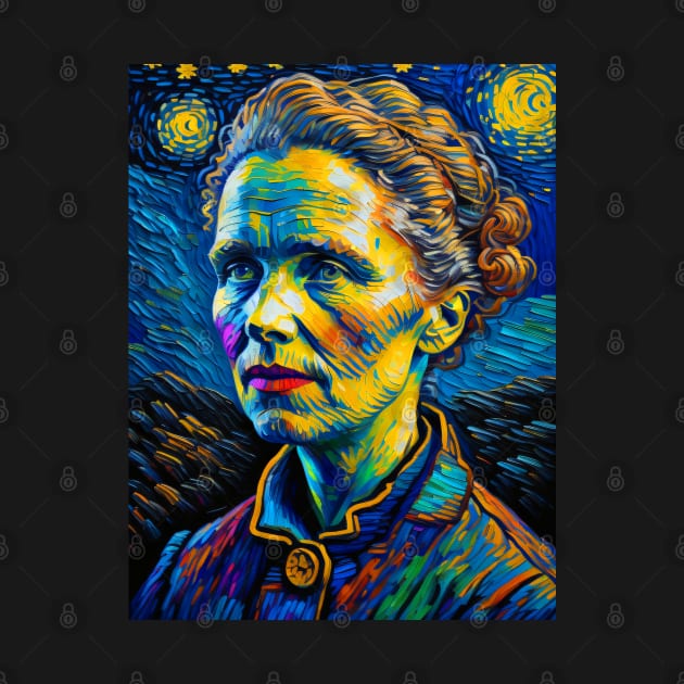 Marie Curie in starry night by FUN GOGH