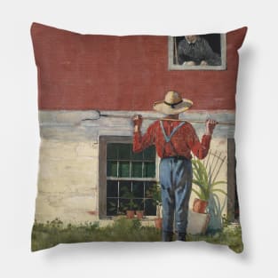 In the Garden (Rustic Courtship) by Winslow Homer Pillow