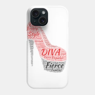 Red High Heel Diva Word Cloud Art Phone Case
