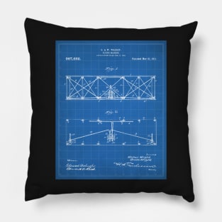 Wright Brothers Plane Patent - Aviation Art - Blueprint Pillow