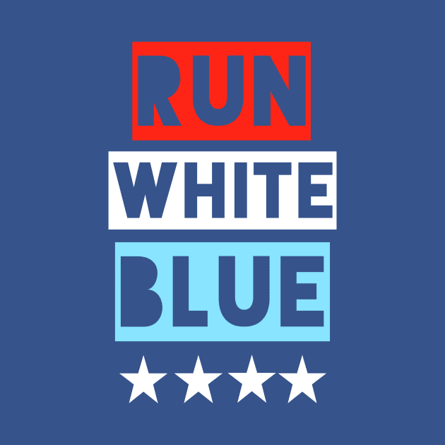 4th of July Running - Run White Blue by PodDesignShop