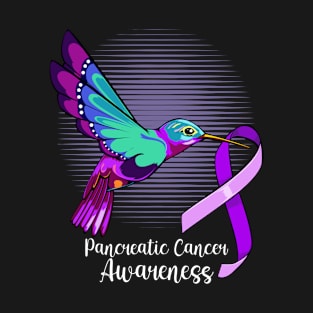 Pancreatic Cancer Awareness Hummingbird Ribbon T-Shirt