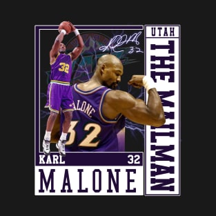 Karl Malone The Mail Man Basketball Legend Signature Vintage Retro 80s 90s Bootleg Rap Style T-Shirt