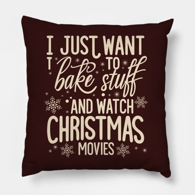 I Just Want To Bake Stuff And Watch Christmas Movies Pillow by A Floral Letter Capital letter A | Monogram, Sticker