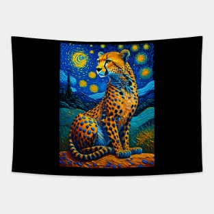 Cheetah in starry night Tapestry