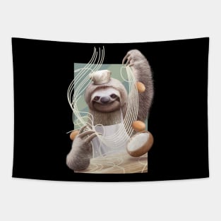 sloth making noodles Tapestry