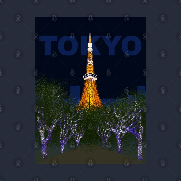 Tokyo Tower (Night, TOKYO) by MrK Shirts