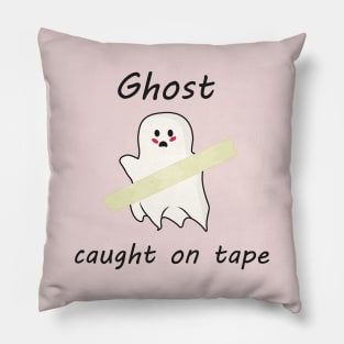 Cute halloween ghost caught on tape Pillow