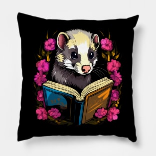 Ferret Reads Book Pillow
