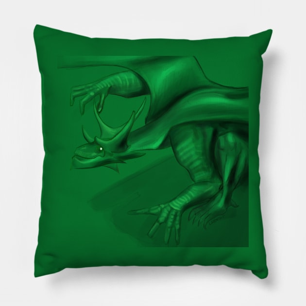 green emerald dragon ecopop in wonder sketch Pillow by jorge_lebeau