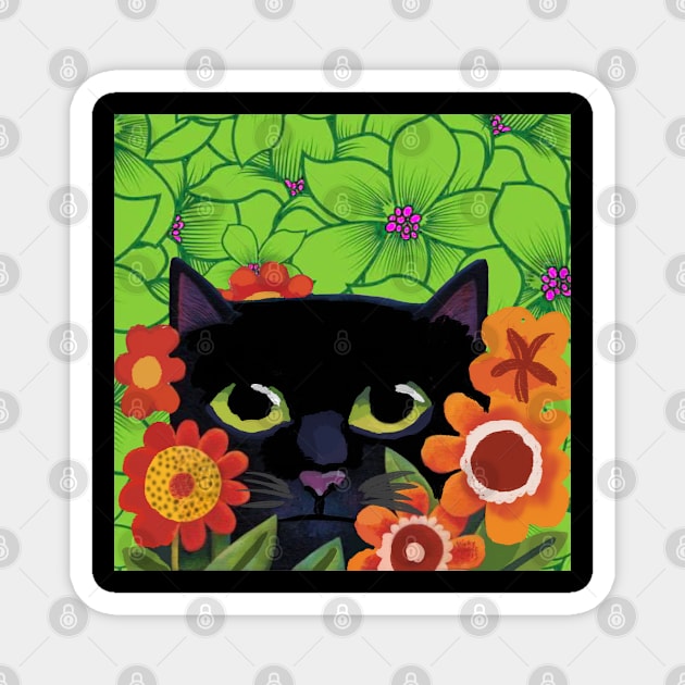 Hide and seek kitten Magnet by Art by Ergate