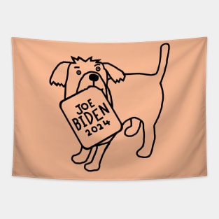 BACK PRINT Dog with Joe Biden 2024 Sign Line Drawing Tapestry