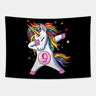 Dabbing Unicorn 9th Birthday Tapestry