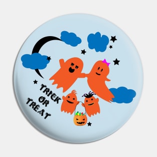 Trick Or Treat Cute Ghosts Family Fly Halloween Candys Sweets Pin